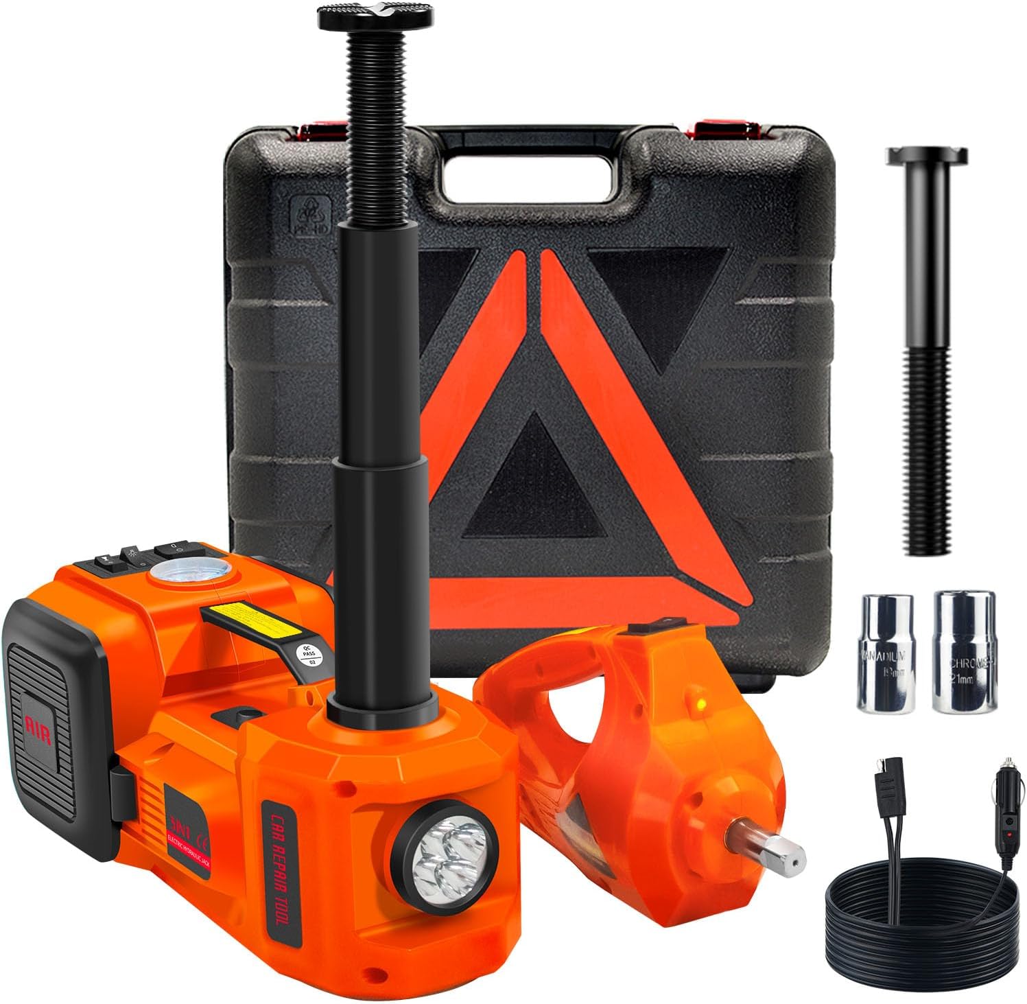 E-HEELP Electric Car Jack Kit 5 Ton 12V with Impact Wrench, 6.1-17.7 in | For SUVs, MPVs, Sedans and Trucks; Ideal for Tire Changes, Garage Repairs and Roadside Use
