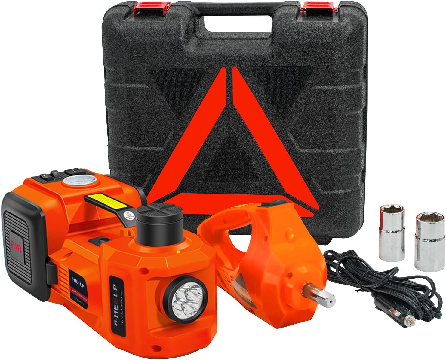 E-HEELP Electric Car Jack Kit 5 Ton 12V with Impact Wrench, 6.1-17.7 in | For SUVs, MPVs, Sedans and Trucks; Ideal for Tire Changes, Garage Repairs and Roadside Use