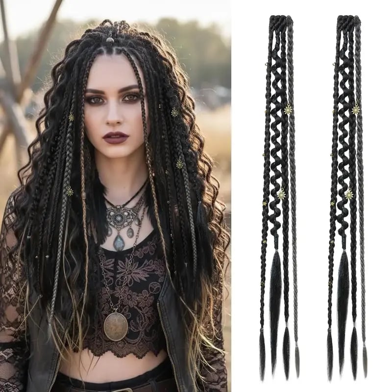 🌿 Boho Beaded Clip-In Braids – Effortless Festival & Everyday Hair Transformation