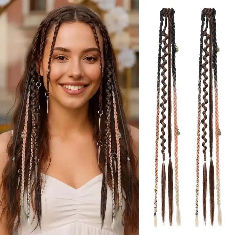 🌿 Boho Beaded Clip-In Braids – Effortless Festival & Everyday Hair Transformation