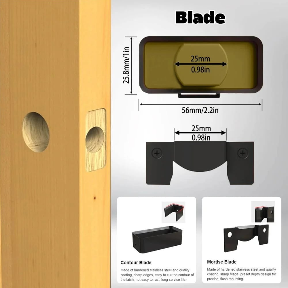 ✨⚡HOT SALE 49% OFF - 🛠️Door Latch Mortise Tool For Use With 1-3/4" or 1-3/8" Thick Door